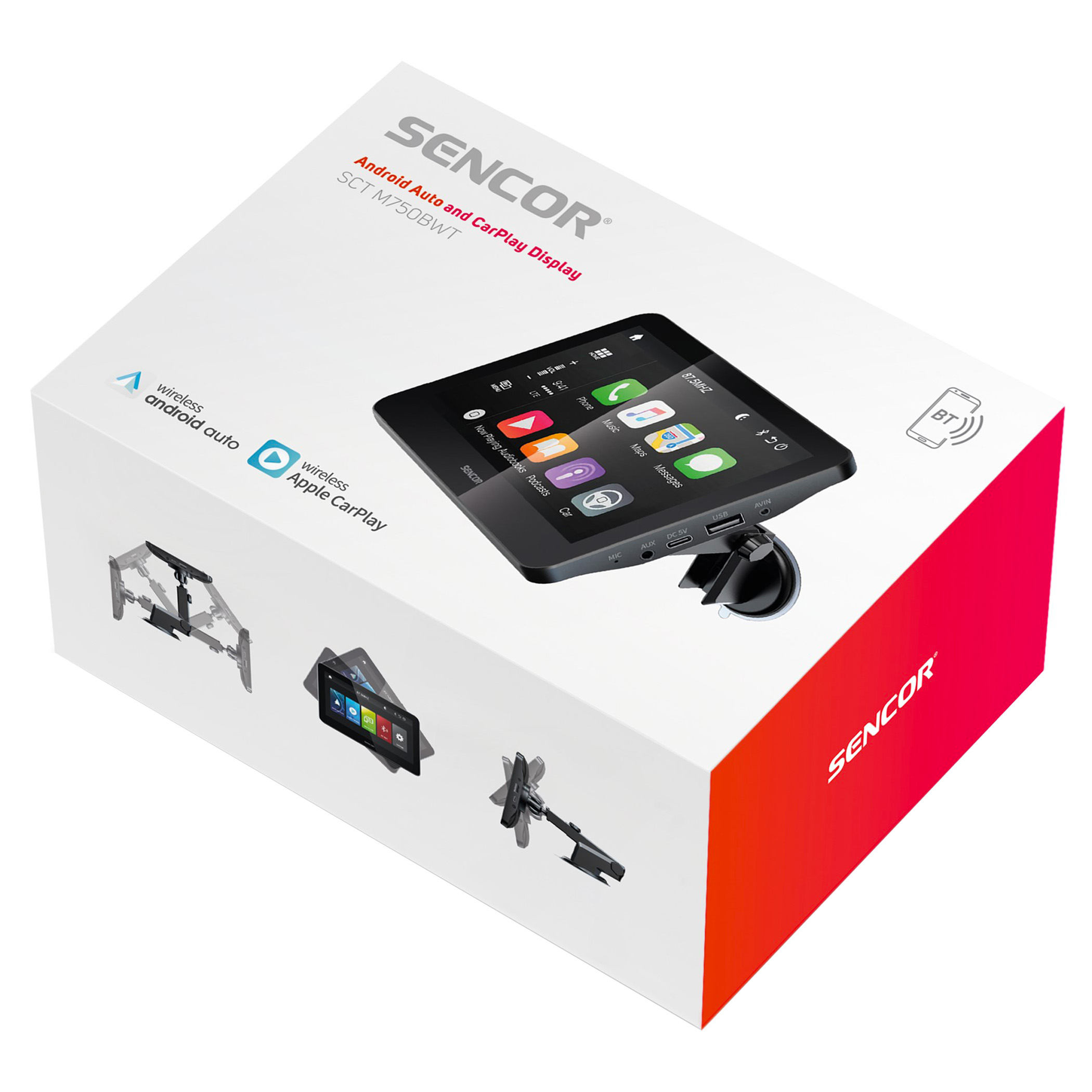 Touch Multimedia Display with Apple CarPlay/Android Auto, SCT M750BWT