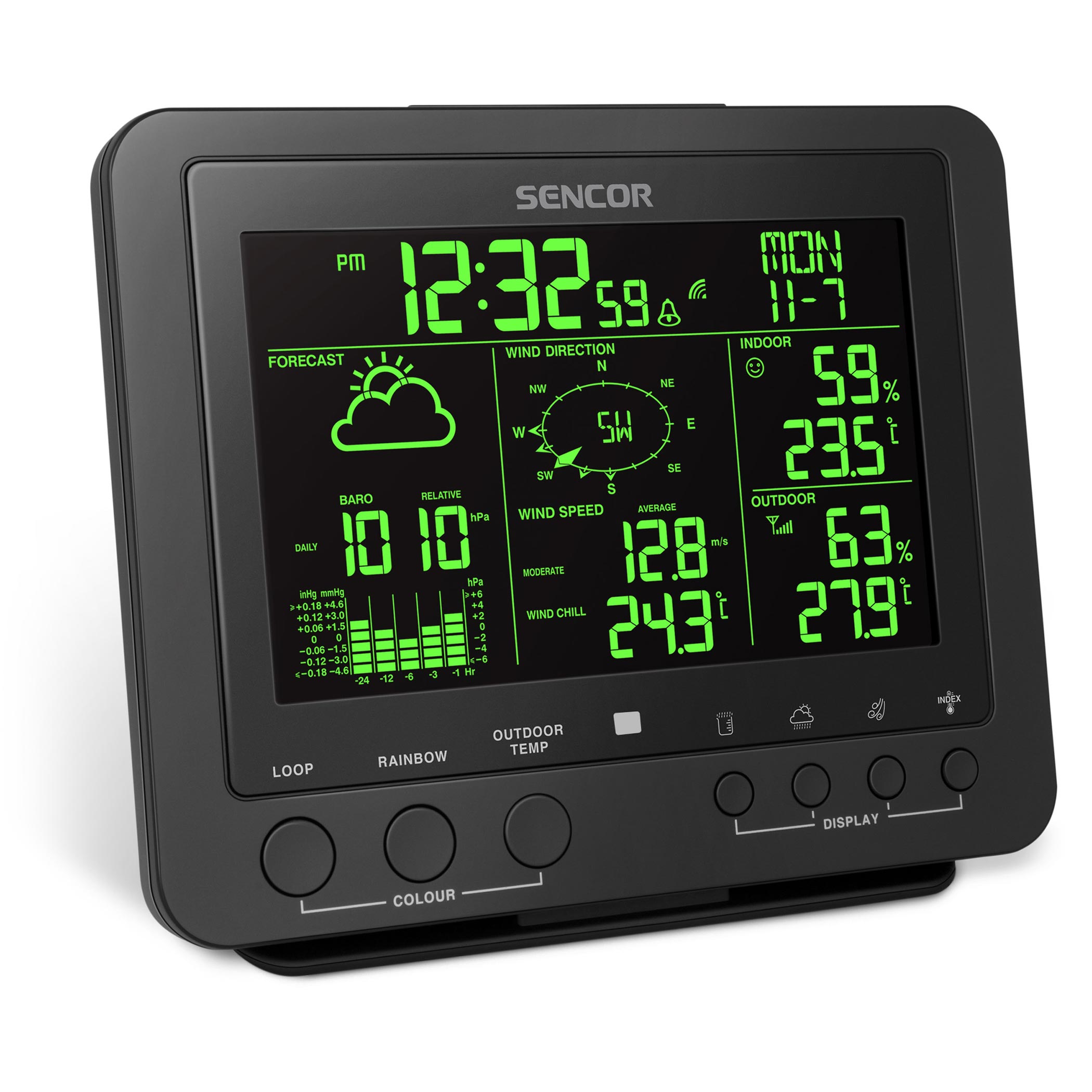 COLOR RADIO-CONTROLLED WEATHER STATION