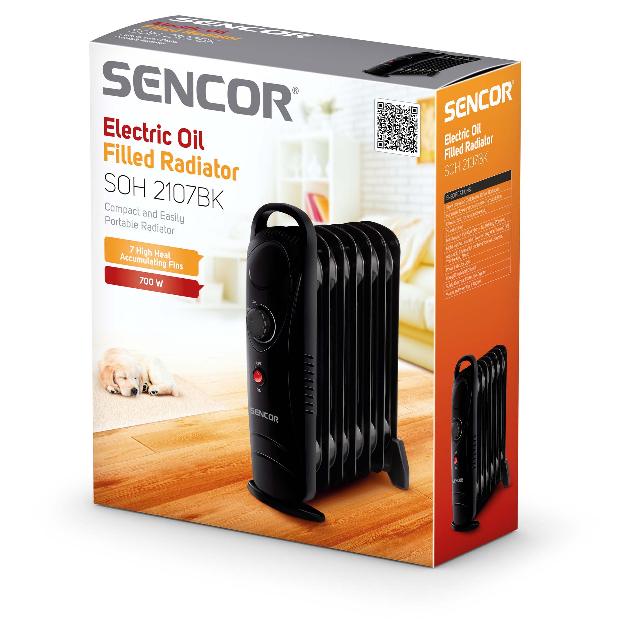 Electric Oil Filled Radiator | SOH 2107BK | Sencor