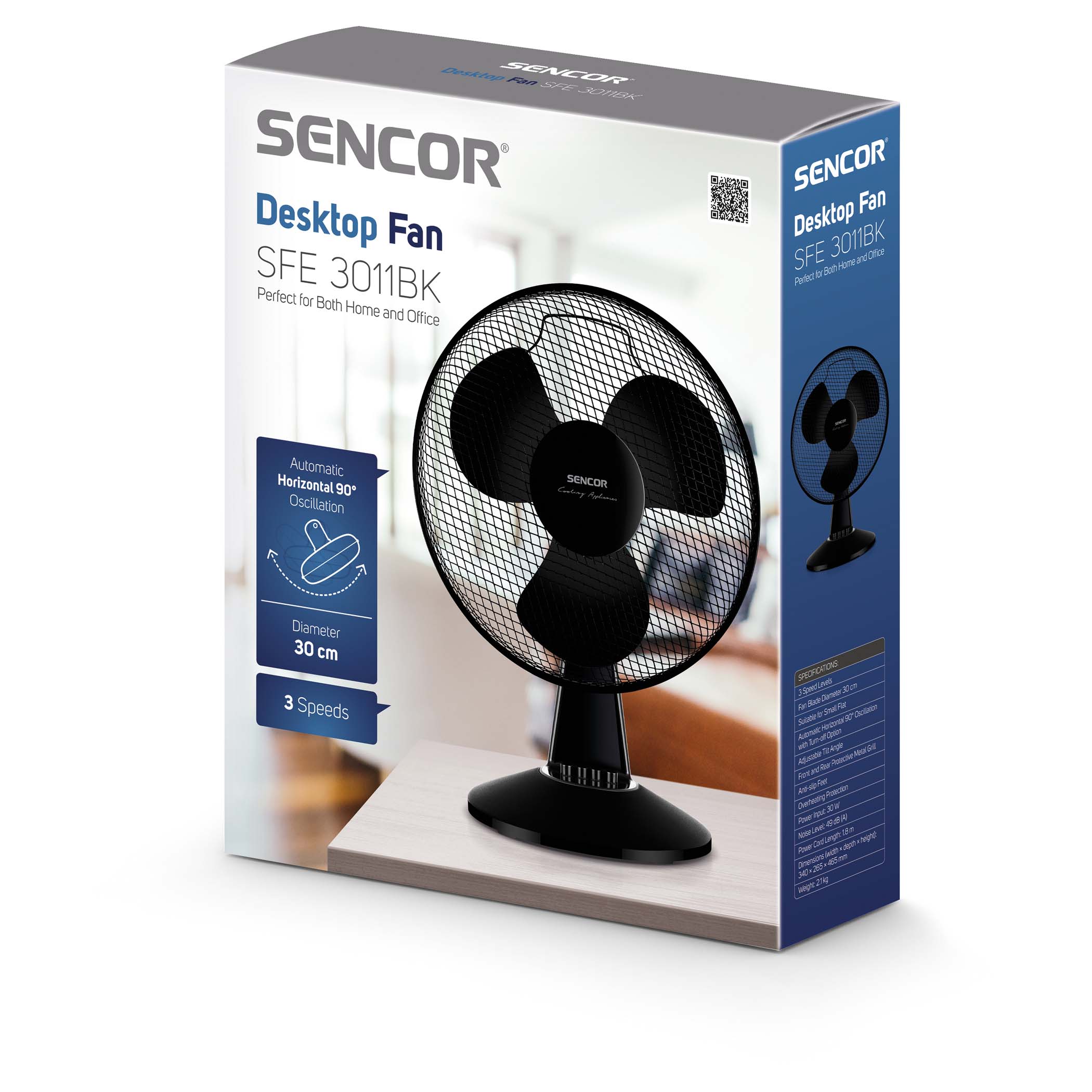 Desktop Fan | SFE 3011BK | Sencor