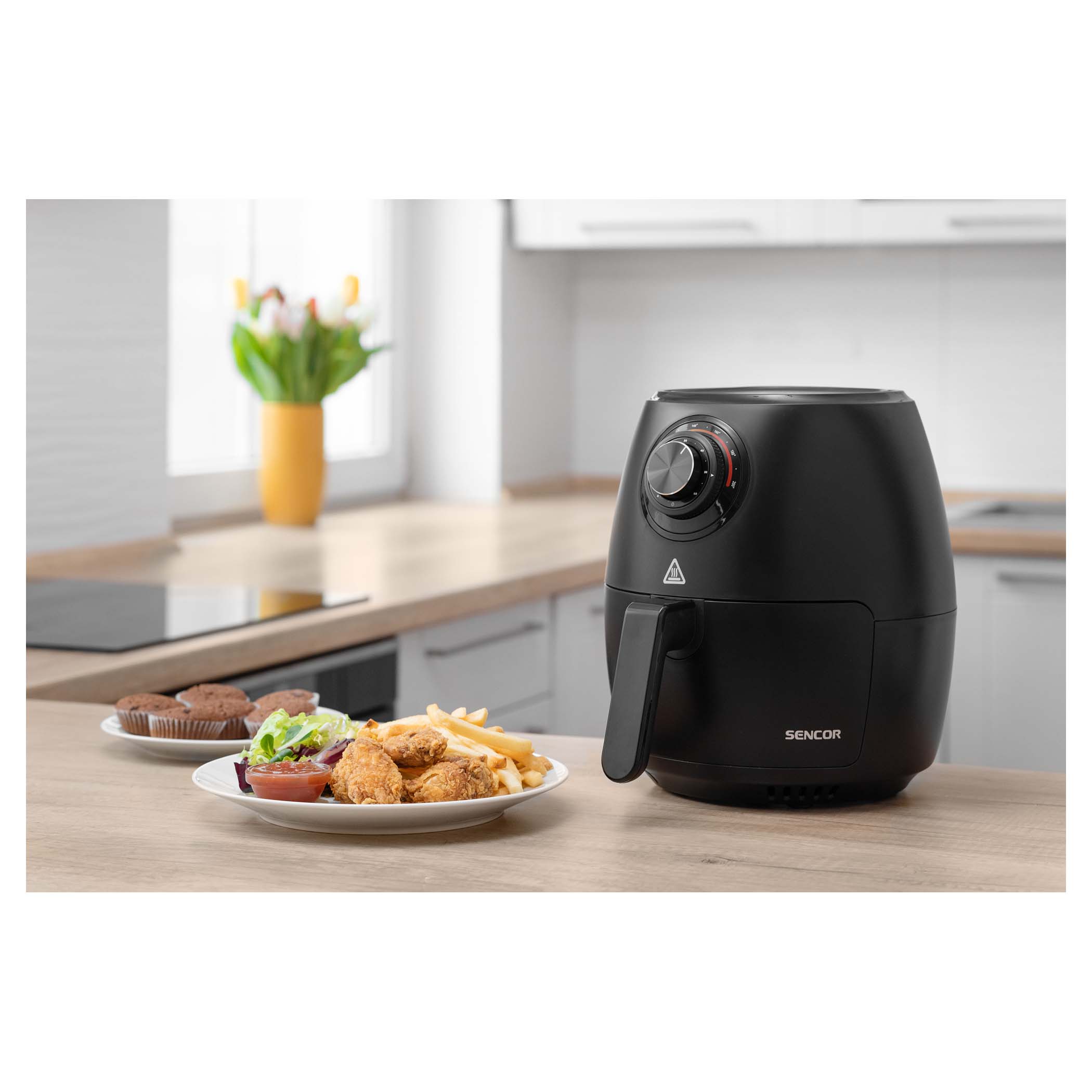 Sencor Friteuse sans Huile Air Fryer, Double Compartiment, Technologie de  Circulation d'Air à Grande Vitesse, Contrôle Tactile, Prête en 3 Minutes