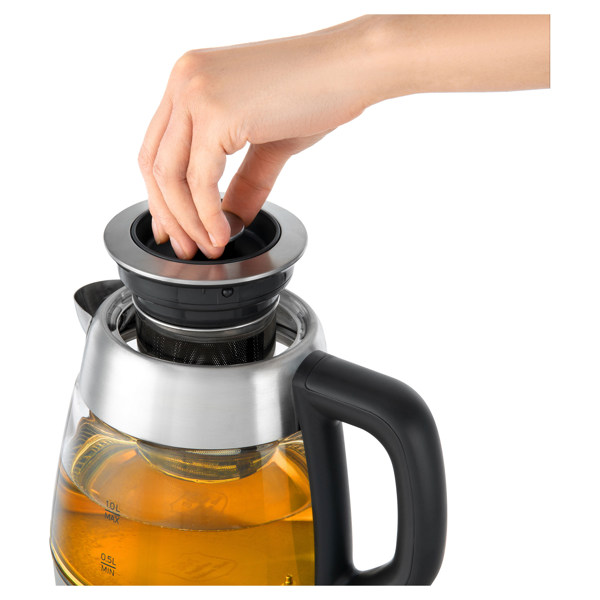 Electric kettle with tea strainer, SWK 1080SS