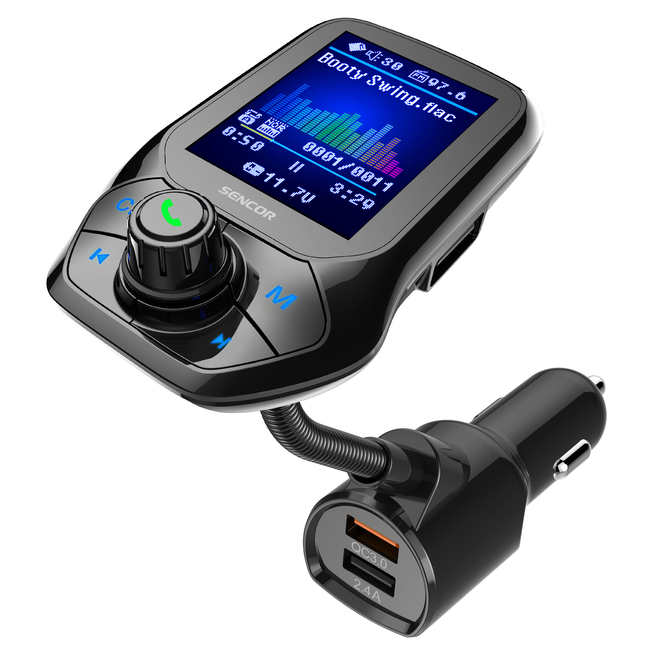 BT / MP3 Car FM Transmitter with QC3.0 Quick Charger, SWM 5858