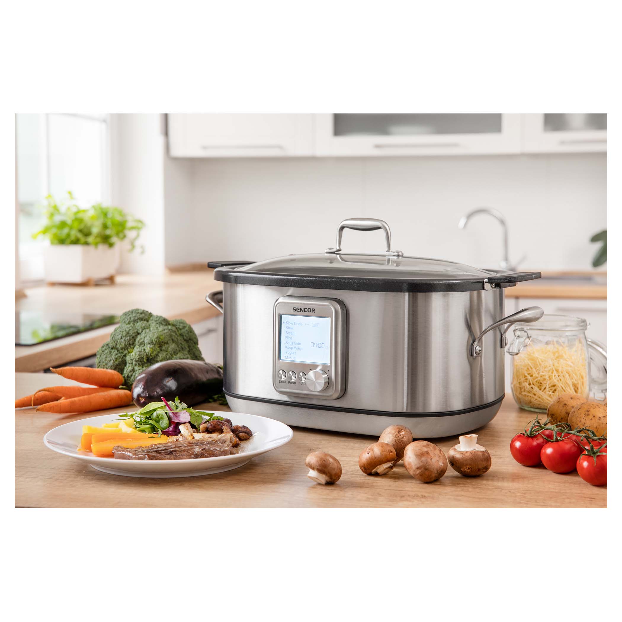 Digital Sauté Slow Cooker, Dark Stainless Steel