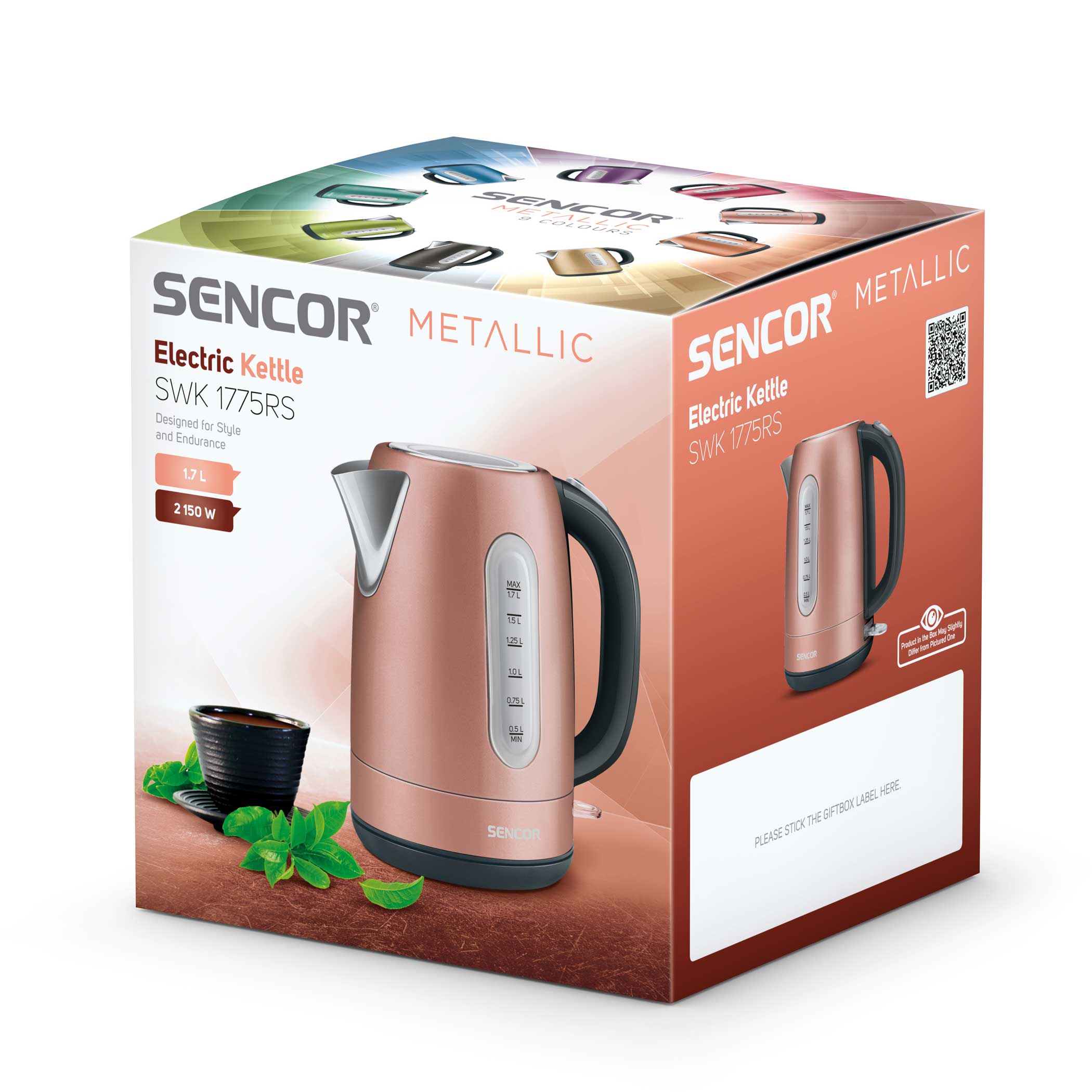 Sencor SWK1573CO Electric Kettle with Display and Power Cord Base, Copper  (Metallic) 