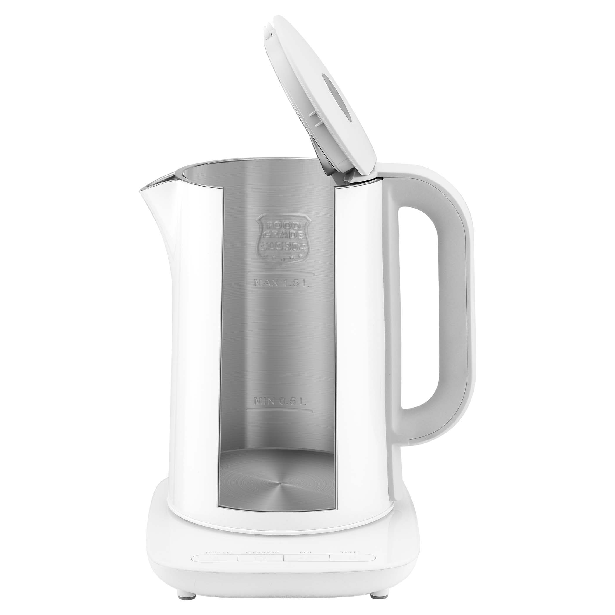 Thermostatic Electric Kettle 2 Pro Intelligent LED Screen Display Stepless  Temperature Adjustable 1800W High Power (Color : White, Size : CN)