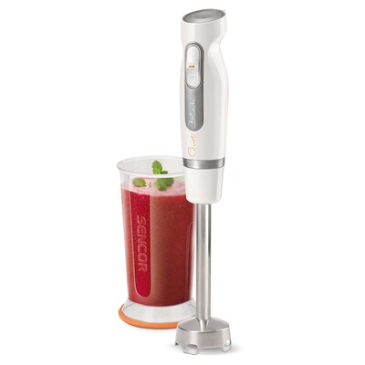 Beaker Snowdrop White Sencor SHB30WH Extra Slim and Quiet Stainless Steel Hand Blender with 17 oz 