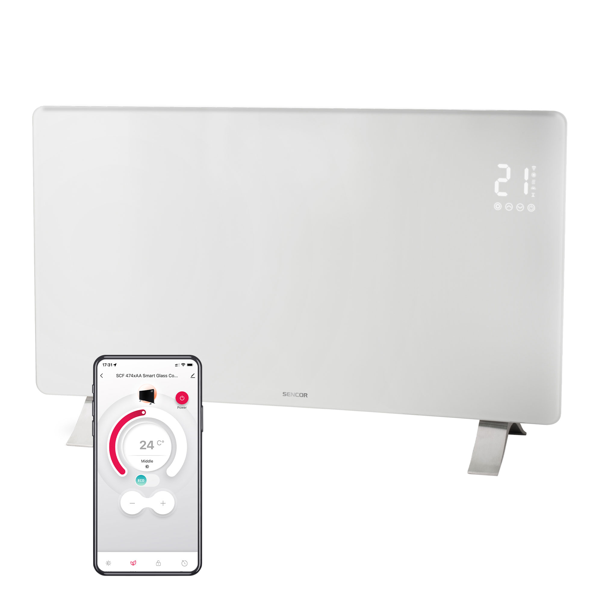 Smart Wi-Fi glass convection heater | SCF 4740WH | Sencor.com