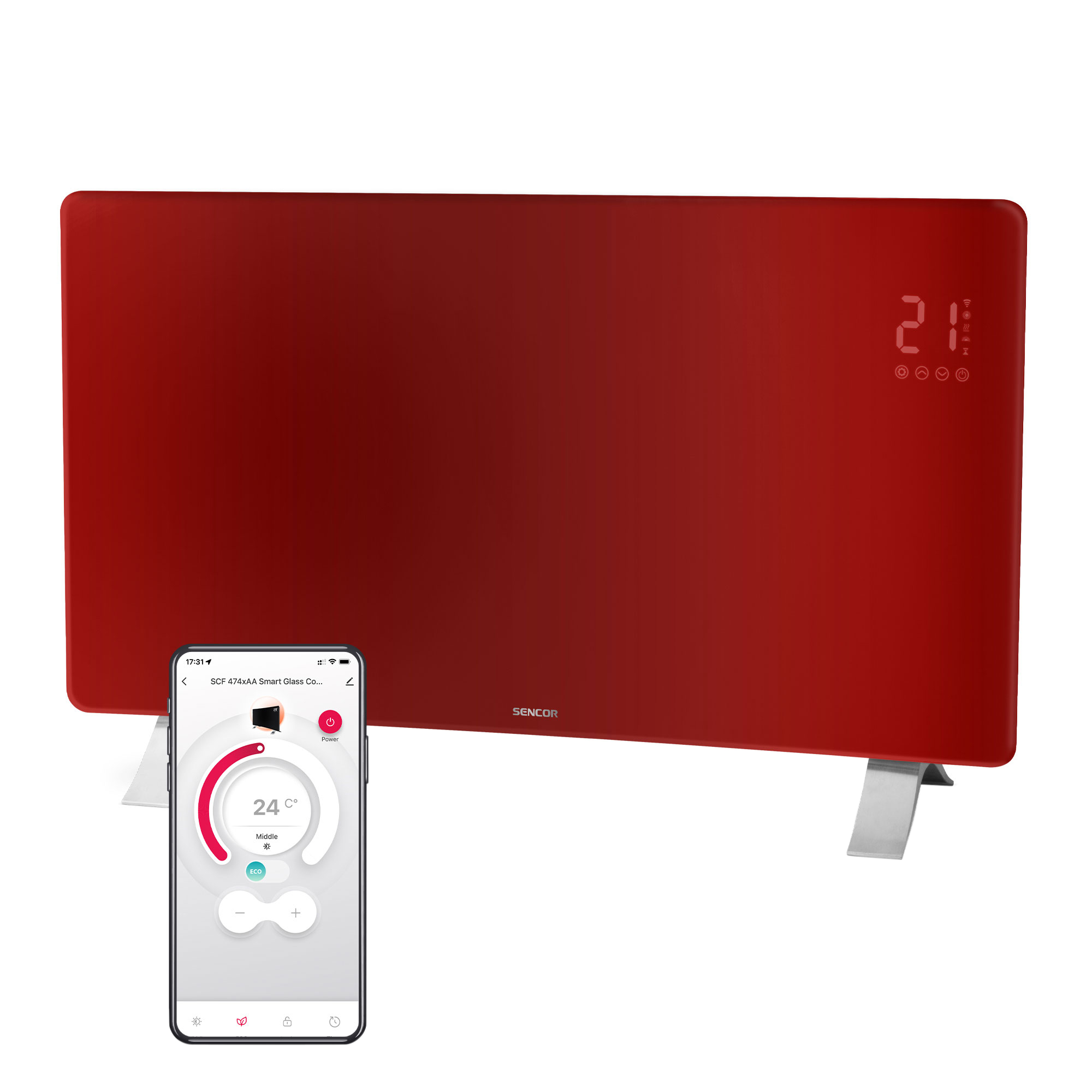 Smart Wi-Fi glass convection heater | SCF 4742RD | Sencor.com