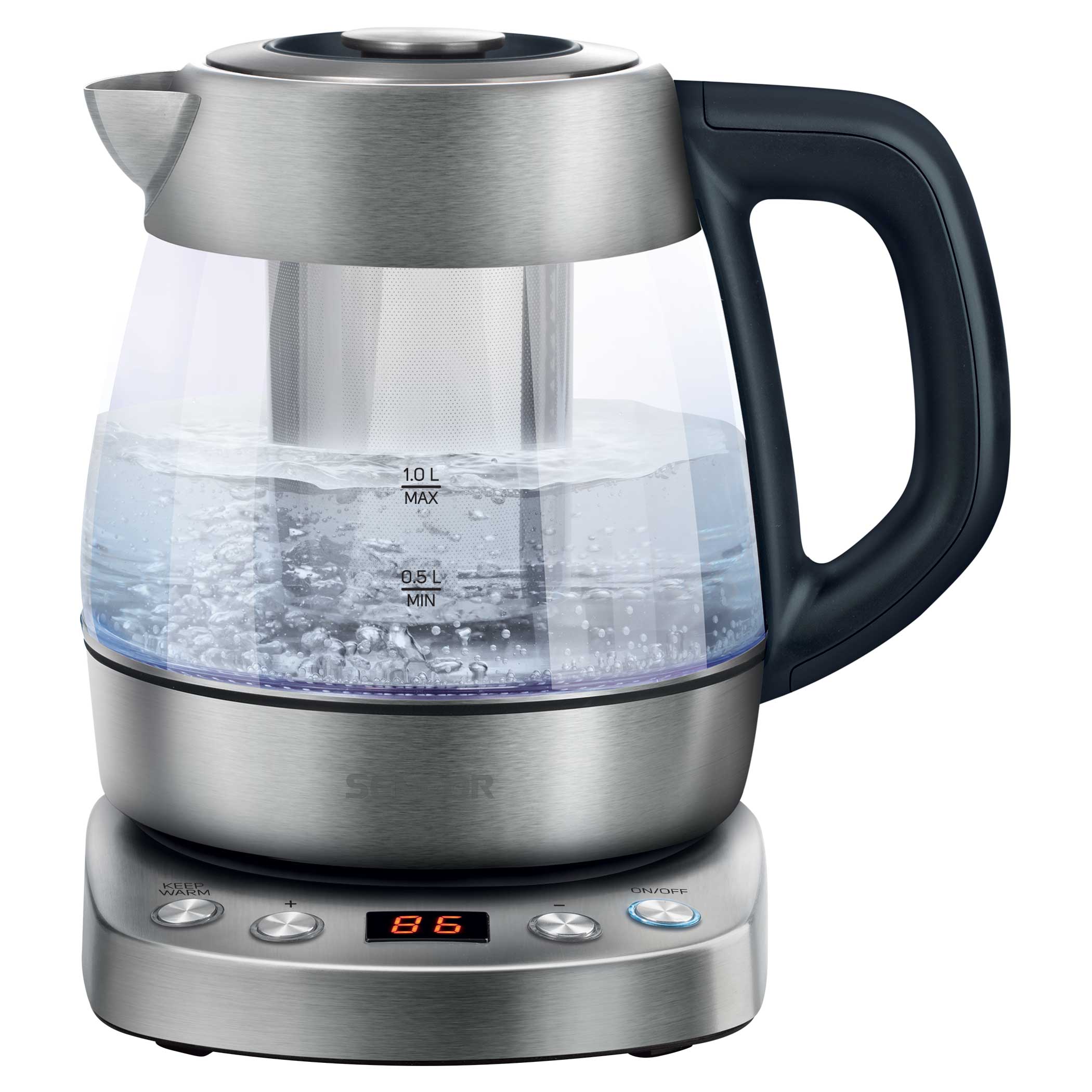 Electric kettle with tea strainer, SWK 1080SS