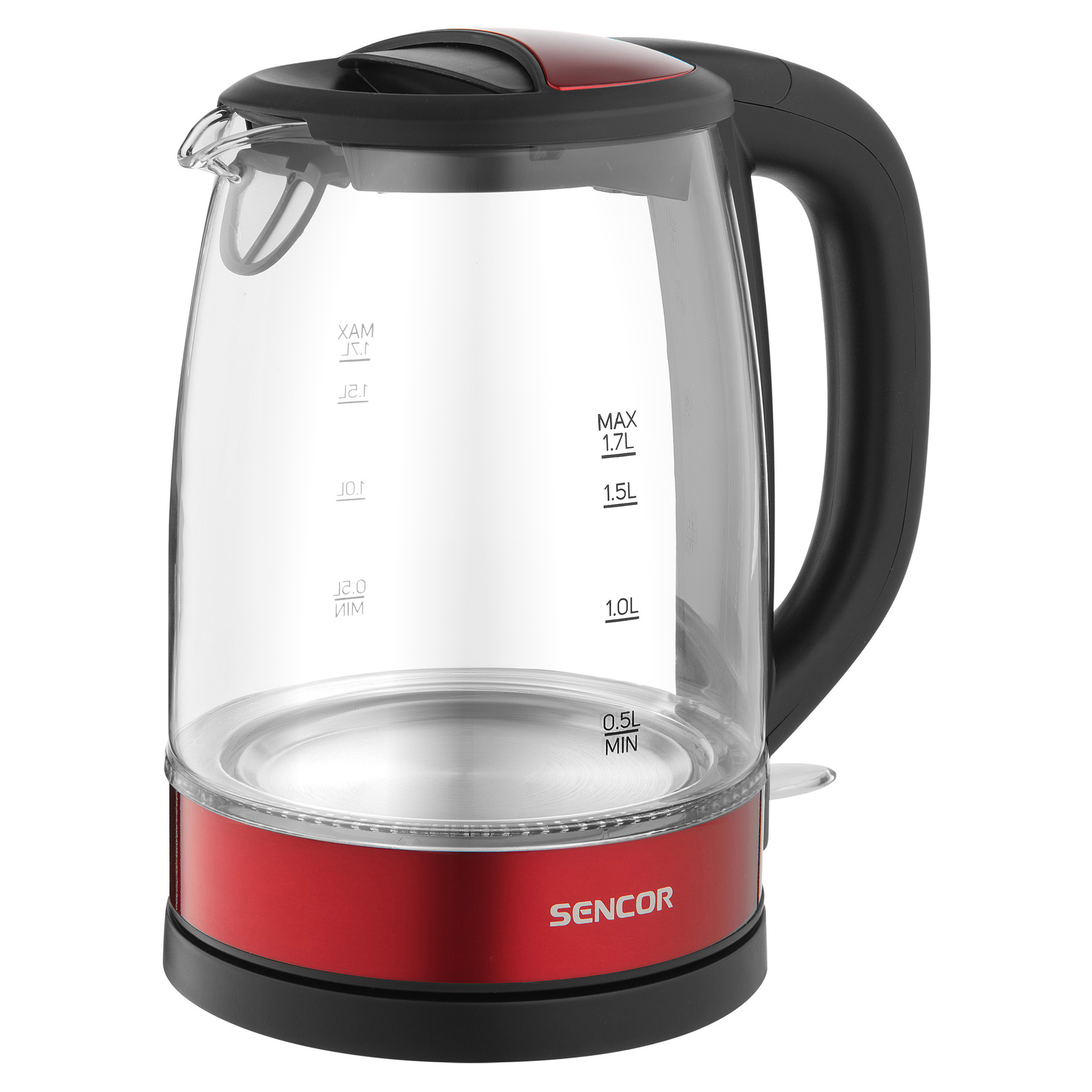 Sencor SWK44RD Crystal Electric Kettle with Power Cord Base, Coral