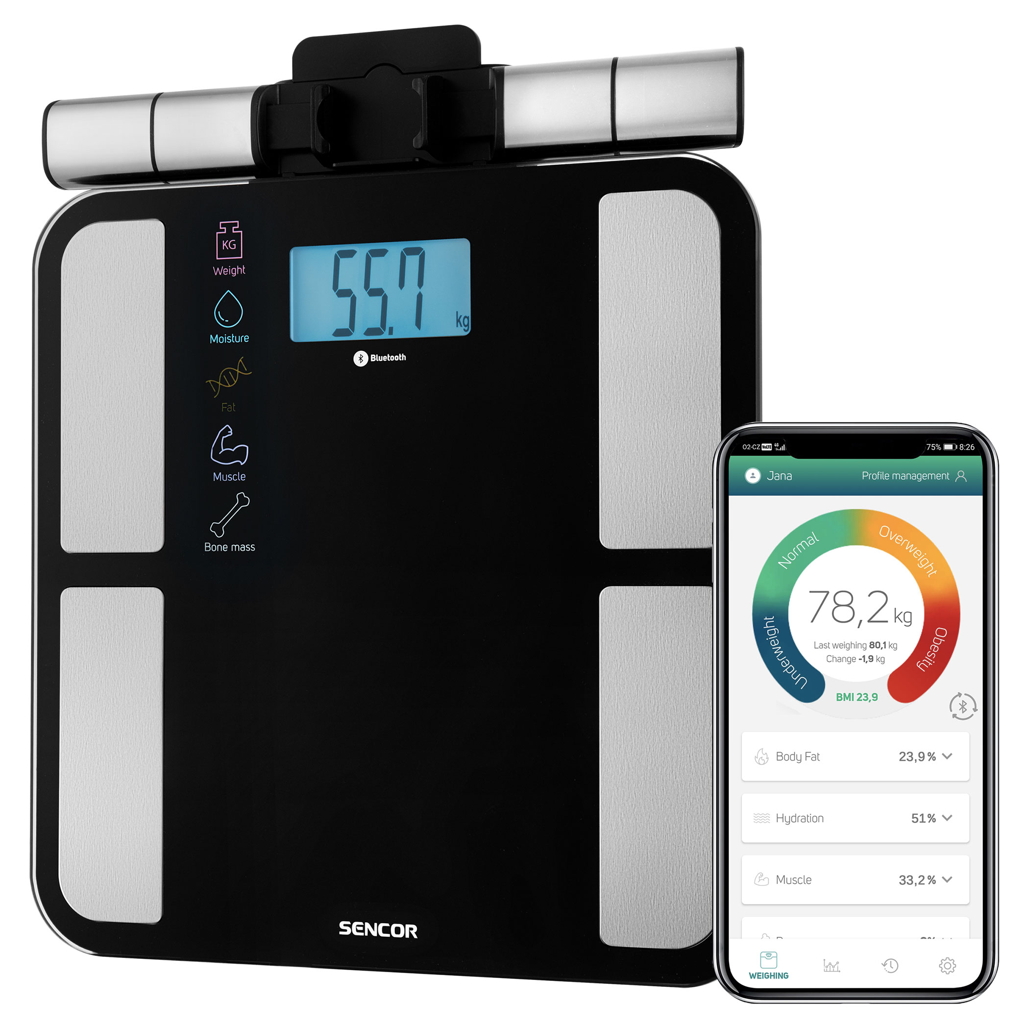 Bluetooth Fitness Scale | SBS 8800BK | Sencor.com