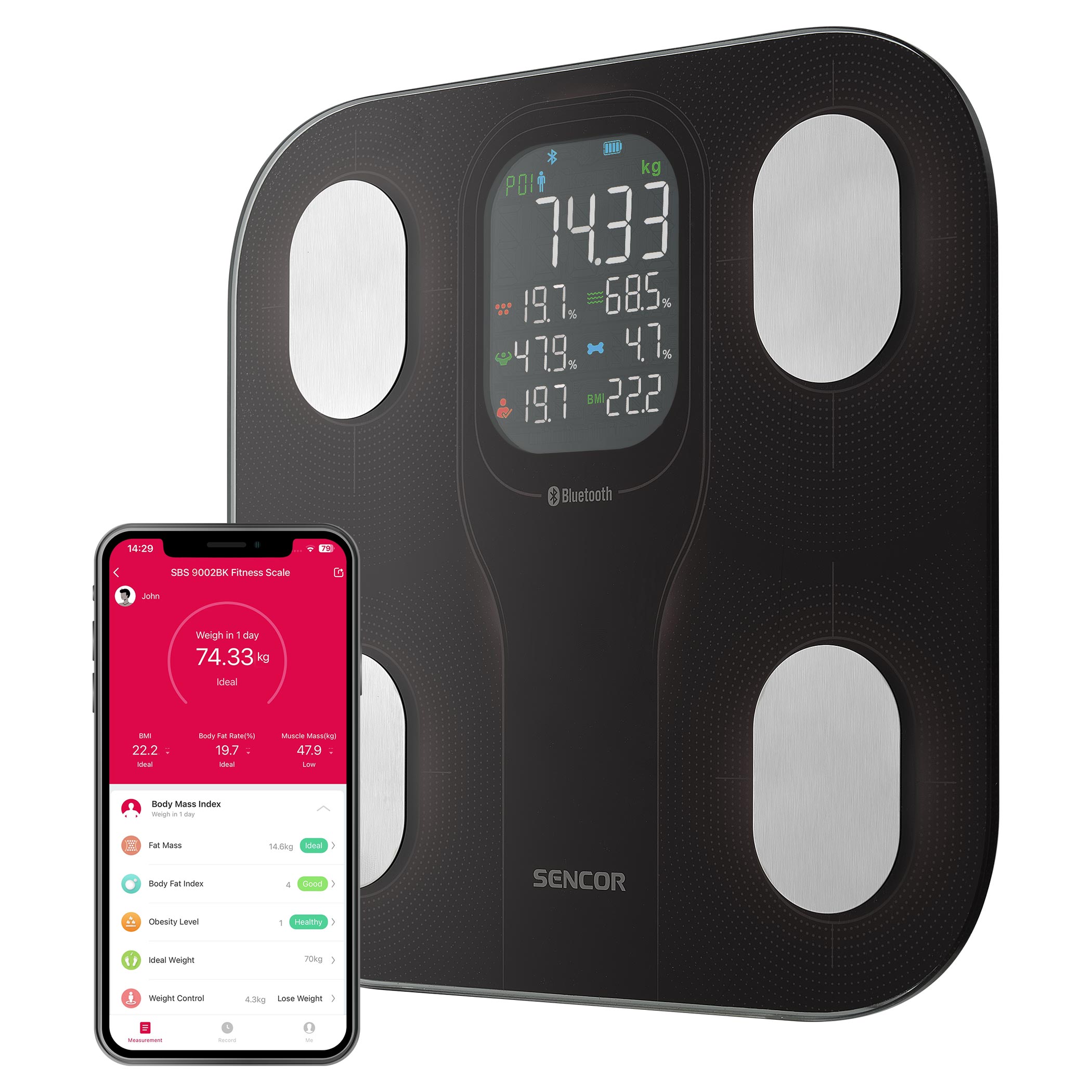 Smart Personal Fitness Scale with Large Display | SBS 9002BK